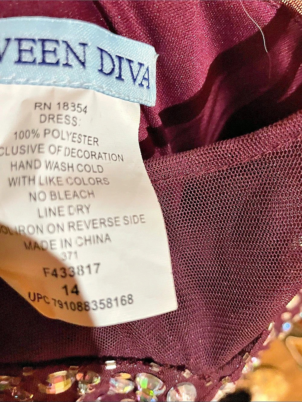 Arveen Diva RN 18354 Dress Sequin Mini Dress Burgundy & Black Size 14 Like New